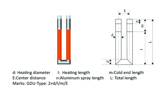 u-stype silicon carbide heater drawing